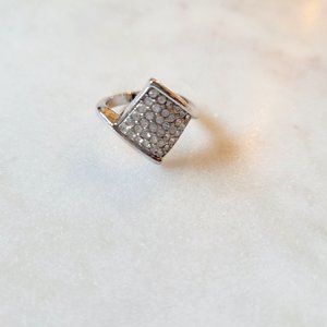 Diamond geometry signature crystal women ring -classic style